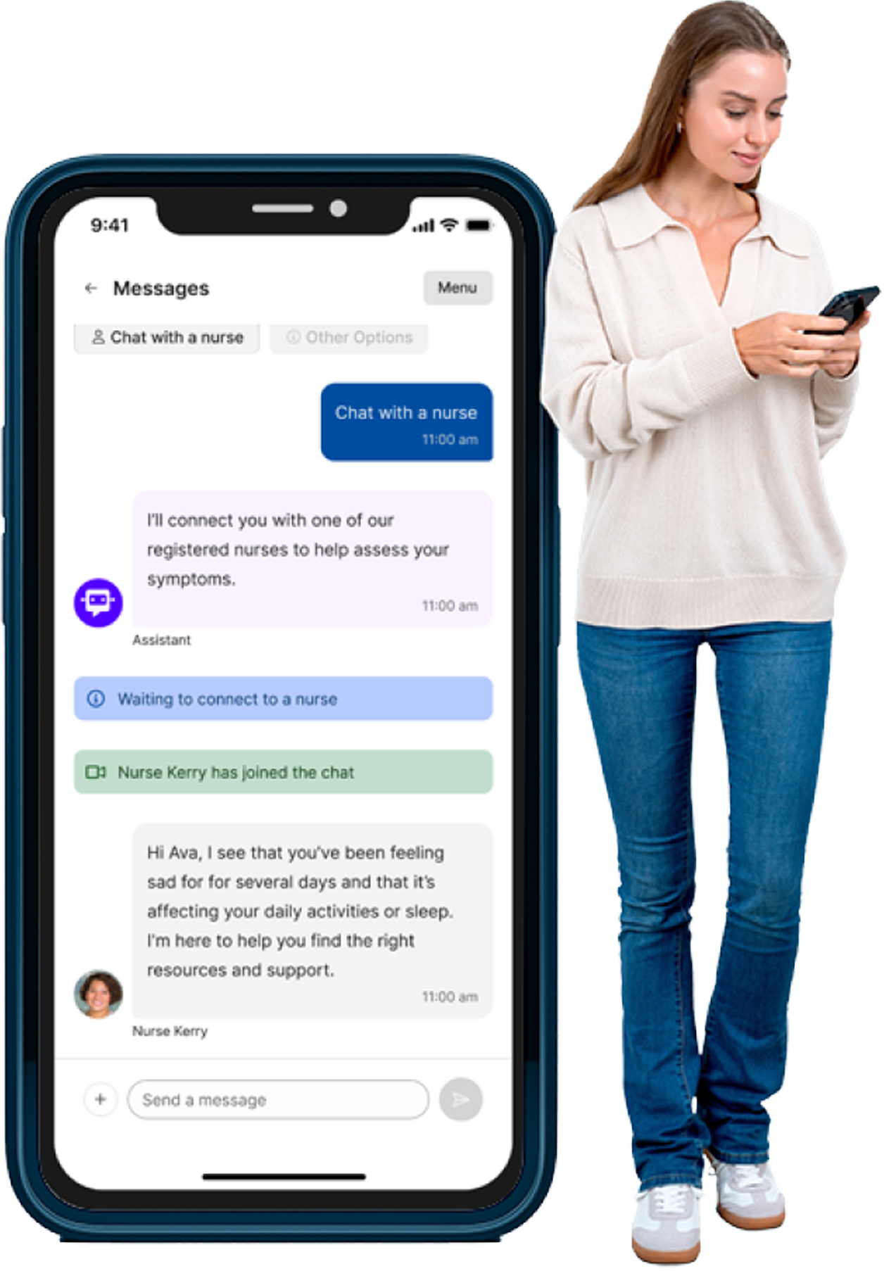 AI-powered symptom triage, provider finder, benefit guidance, digital health matching, and nurse navigation product image